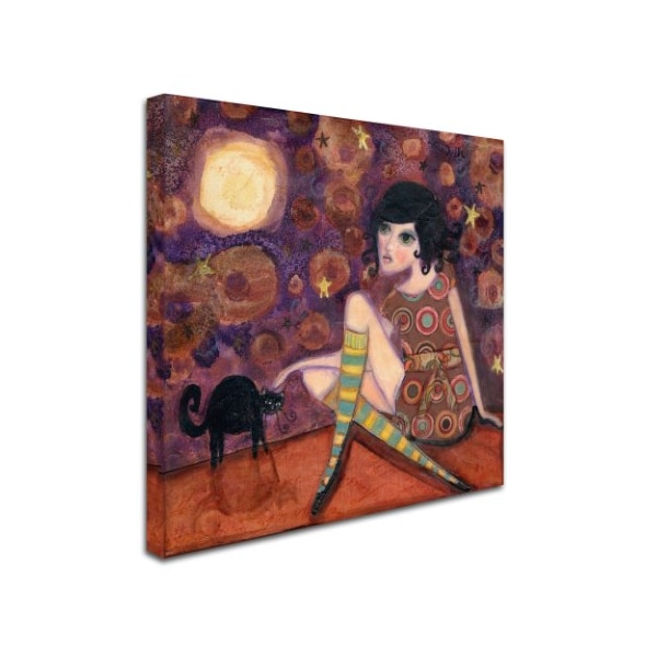 Wyanne 'Big Eyed Girl Full Moon' Canvas Art,14x14